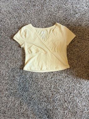 SO Pale Yellow Wrap Crop Top